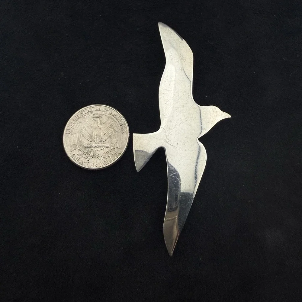 Vintage International Sterling Silver Seagull Bird Brooch Hidden Bale Pendant